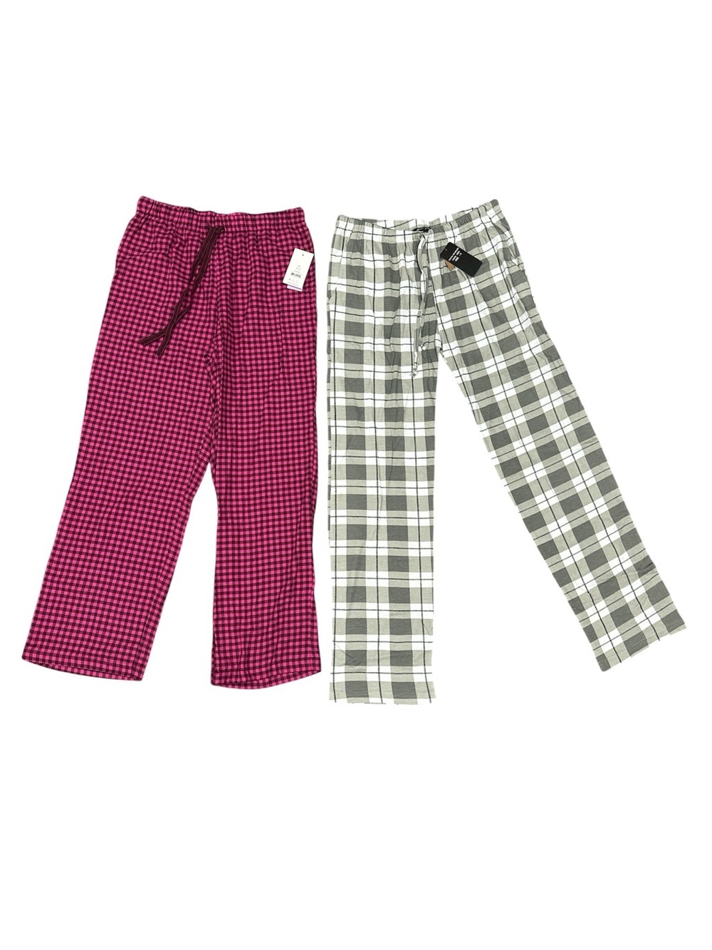 XS Pink Gingham & Small Gray Green Plaid Women’s Pajama Pants Duo